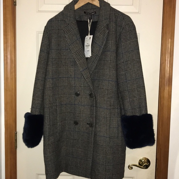 zara checkered coat